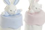 DKD Home Decor Portabiberon Happy Rabbit 6 Unidades Azul Celeste Rosa 10 x 30 x 9 cm