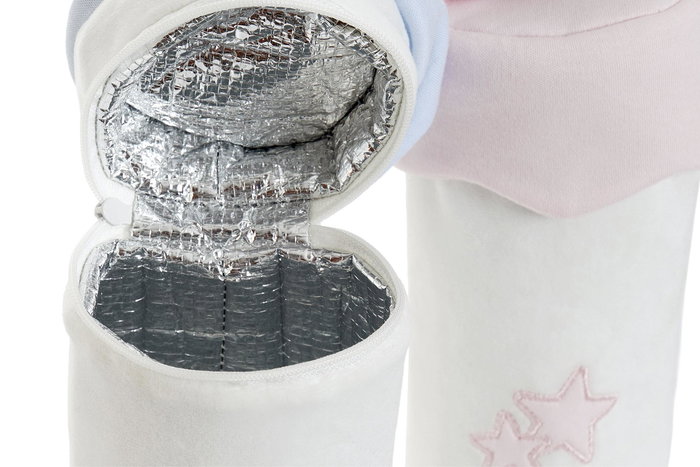 DKD Home Decor Portabiberon Happy Rabbit 6 Unidades Azul Celeste Rosa 10 x 30 x 9 cm