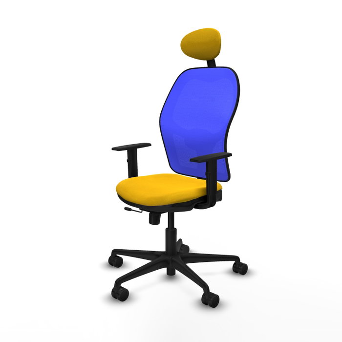 PIQUERAS Y CRESPO Silla de oficina Jorquera Sincro/Traslack Tela Amarillo y Malla Azul