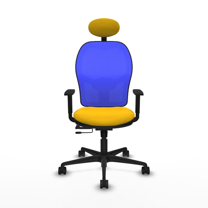 PIQUERAS Y CRESPO Silla de oficina Jorquera Sincro/Traslack Tela Amarillo y Malla Azul