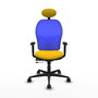 PIQUERAS Y CRESPO Silla de oficina Jorquera Sincro/Traslack Tela Amarillo y Malla Azul