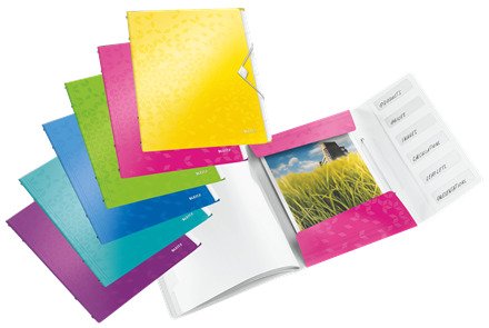 LEITZ Carpeta Clasificadora Wow A4 con 6 Separadores y Goma Elástica Surtida (Set de 14) LEITZ Carpeta Clasificadora Wow A4 con 6 Separadores y Goma Elástica Surtida (Set de 14)
