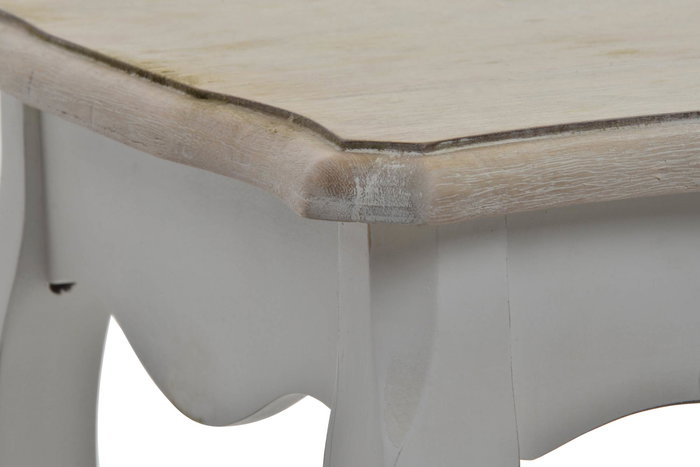 DKD Home Decor Mesita Auxiliar Tradicional Versalles3 Blanco Natural Madera Abeto 40 x 61 x 60 cm Set de 3