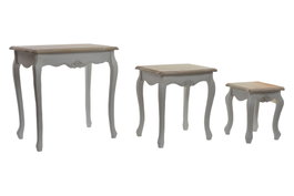 DKD Home Decor Set de 3 Mesitas Auxiliares Abeto 60x40x61 Natural