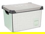 Kipit Caja Plástico 17L Home Con Asa 28x37x22 cm Estampado Blanco Verde Gris (Set de 12)
