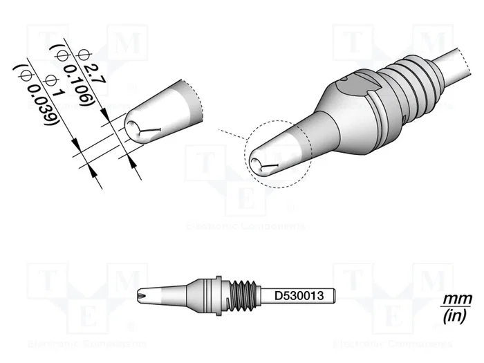 JBC TOOLS Pico para máquinas de desoldar 2,7x1mm JBC TOOLS Pico para máquinas de desoldar 2,7x1mm