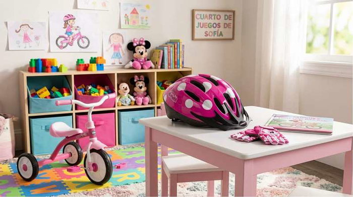 Disney Casco Infantil Minnie, Talla 50-54 cm, para Niñas 2-5 Años, PVC EPS Nylon