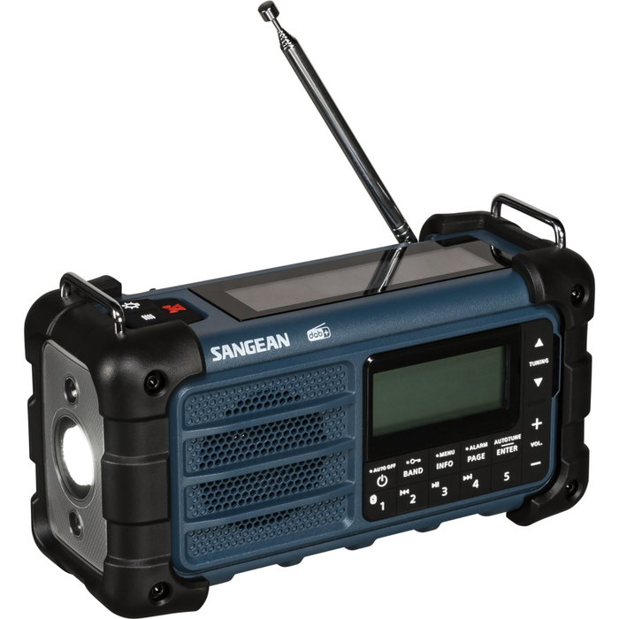 Sangean MMR-99 DAB Radio de Emergencia Azul con Carga Solar y Manivela