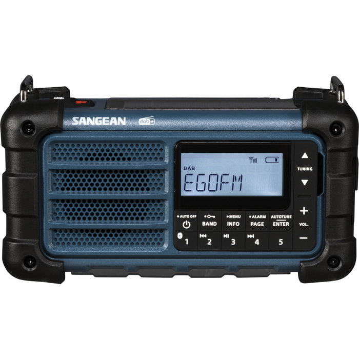 Sangean MMR-99 DAB Radio de Emergencia Azul con Carga Solar y Manivela