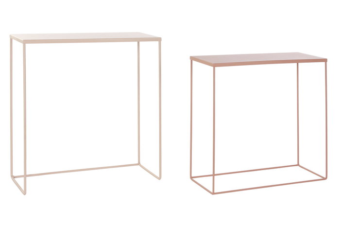 DKD Home Decor Set de 2 Consolas de Metal Rosa Palo