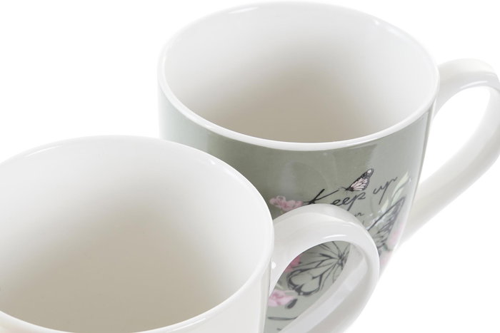 DKD Home Decor Greature 3 Mug Shabby Rosa Beige Porcelana New Bone 550ml (12 Unidades) 14.5 x 11.3 x 14.5 cm
