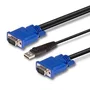 Lindy 32186 Cable KVM VGA USB 2 Metros Negro y Azul - Conectores 15 Way HD Macho para Video, Teclado y Ratón