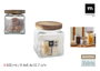 La Mediterranea Tarro de Vidrio Cuadrado con Tapa de Madera Lignes 0.5L (Pack de 24) SKU: B1K2P4EXDX