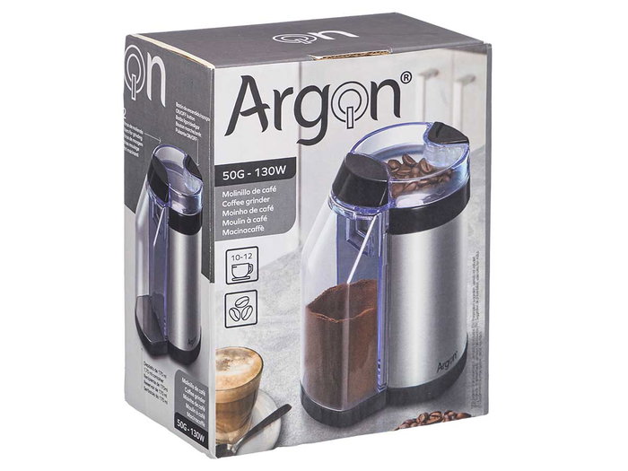 ARGON Molinillo de café con depósito de acero 130W 50g
