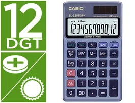 Casio SL-320TER Calculadora de Bolsillo 12 Dígitos Tax +/- Conversión Moneda Doble Cero Color Azul