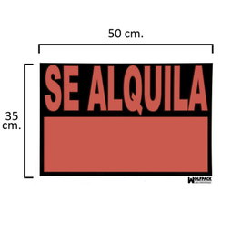 WOLFPACK LINEA PROFESIONAL Cartel Se Alquila 50 x 35 cm