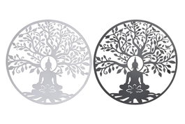 DKD Home Decor Decoración de Pared Metal Buda 60x60 cm Surtido