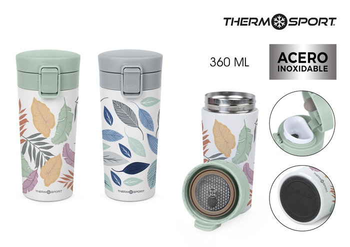 Thermosport Travel Mug Decorada 360ml (7.8 x 6.5 x 18 cm) (12 Unidades)