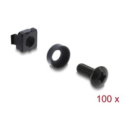 DeLOCK 42434 Kit de montaje para racks de 10 y 19 pulgadas, 100 piezas, negro