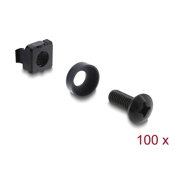 DeLOCK 42434 Kit de montaje para racks de 10 y 19 pulgadas, 100 piezas, negro DeLOCK 42434 Kit de montaje para racks de 10 y 19 pulgadas, 100 piezas, negro