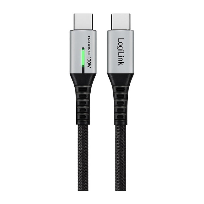 LogiLink Cable USB 3.2 Gen2x2 Tipo-C a Tipo-C con LED 1m negro