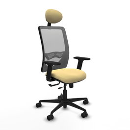 PIQUERAS Y CRESPO Silla de oficina Zulema con mecanismo Sincro/Traslack, Crema y Gris