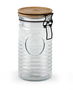 Inde Tarro de Vidrio con Tapa de Acacia 1000 ml para Almacenamiento, 20 cm de Alto, Capacidad 1 Litro (12 Unidades)