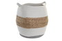 DKD Home Decor Cesta de Fibra y Algodón Blanco/Natural 30x30x40 cm