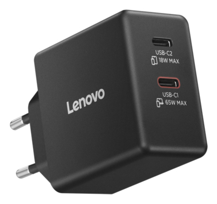 Lenovo 40AW065BEU Adaptador Cargador USB-C de 65W Universal para Interior/Exterior, Voltaje 100-240V, Color Negro