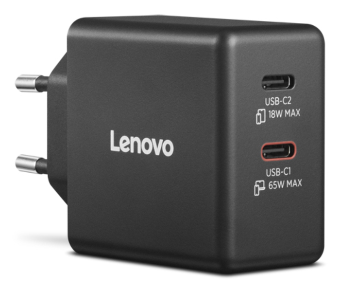 Lenovo 40AW065BEU Adaptador Cargador USB-C de 65W Universal para Interior/Exterior, Voltaje 100-240V, Color Negro