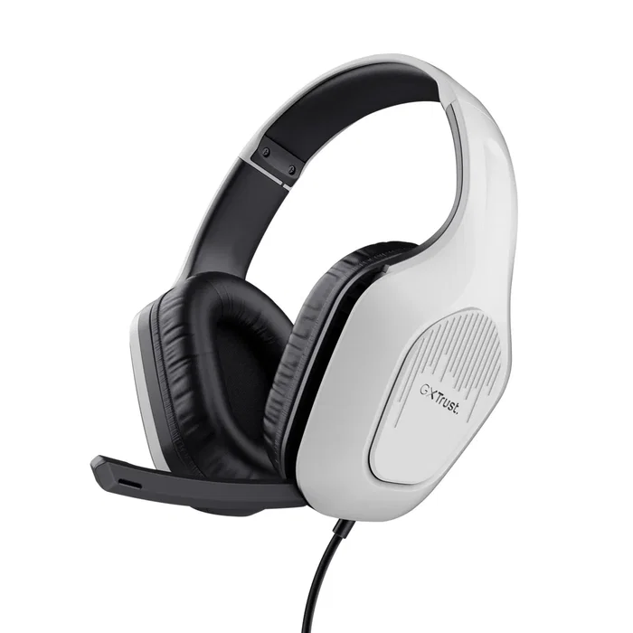 Trust GXT 415W Zirox Auriculares Gaming Diadema Alámbricos Blanco, Micrófono Plegable y Mudo, Drivers 50mm, Compatibles PC/Consola, Cable 2m