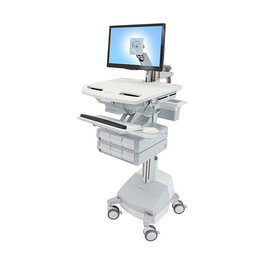 Ergotron StyleView Carro Multimedia con Brazo LCD, 6 Cajones (Schublade), para Pantallas hasta 61 cm (24"), SLA-Antrieb, Gris/Blanco