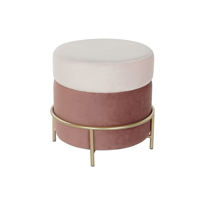 DKD Home Decor Reposapiés de Terciopelo Rosa y Dorado
