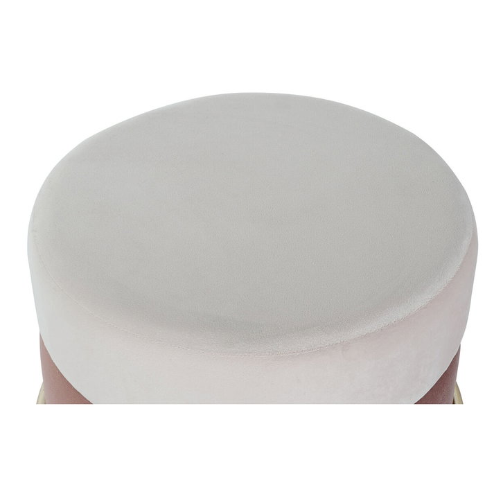 DKD Home Decor Reposapiés de Terciopelo Rosa y Dorado
