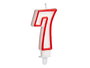 Arte Regal Vela Cumpleaños Número 7 Blanca con Borde Rojo 4.2 x 8.2 x 1 cm (Set de 72)