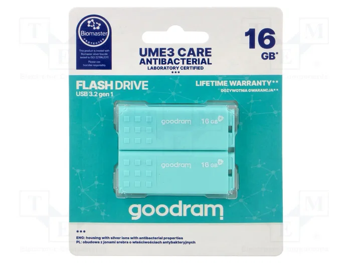 GOODRAM Pendrive USB 3.2 Gen 1 16GB Color Menta (Pack de 2) GOODRAM Pendrive USB 3.2 Gen 1 16GB Color Menta (Pack de 2)