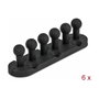 DeLOCK Organizador de cables con 5 pasacables, autoadhesivo/atornillable, 6 piezas, negro