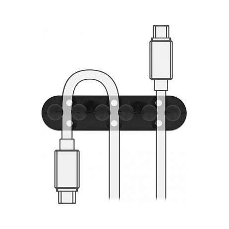 DeLOCK Organizador de cables con 5 pasacables, autoadhesivo/atornillable, 6 piezas, negro