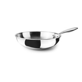 Ibili Wok Triply Natural (Inox/Alum/Inox) Ø20 cm, Cocina Tricapa sin Antiadherente, Apto Inducción y Horno
