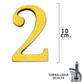 WOLFPACK LINEA PROFESIONAL Número de Latón 2 de 10 cm con Tornillería Oculta