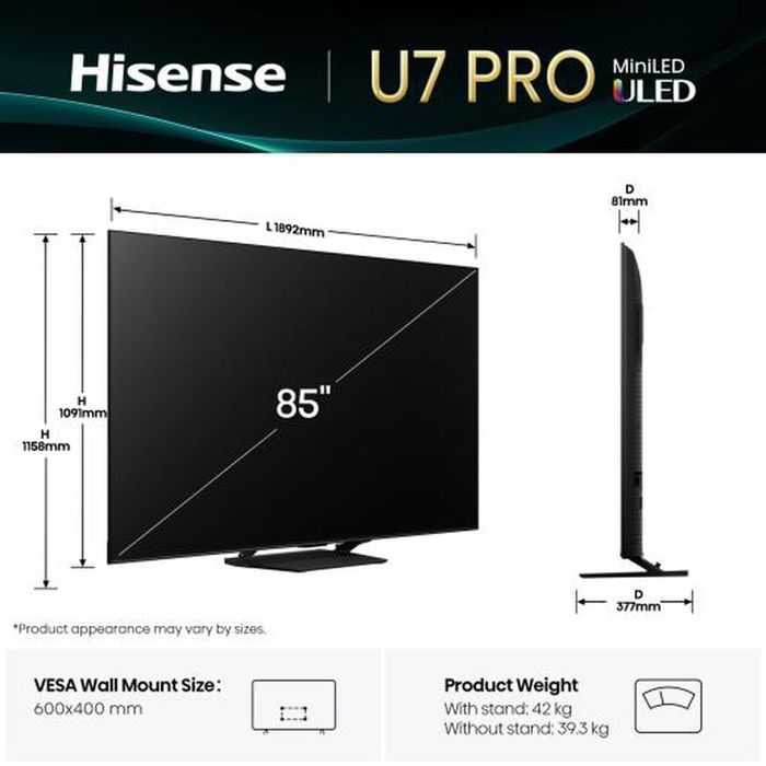 Smart TV Hisense 85U7Q PRO 85" 4K Ultra HD LED HDR Smart TV Hisense 85U7Q PRO 85" 4K Ultra HD LED HDR