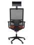 Silla de oficina Horna con mecanismo Sincro tapizada con Tela color Marrón y malla color Negro. Equipada con lumbar 1D, Brazos 1D, Cabecero Fijo y Ruedas de parqué