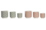 DKD Home Decor Macetero Rosa Azul Celeste Gres 14 x 14 x 14 cm Set de 3