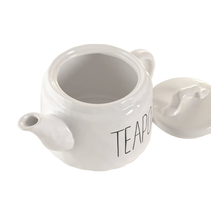DKD Home Decor Tetera de Porcelana Blanca 600ml HUIDE 26