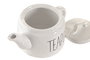 DKD Home Decor Tetera Cottage, colección Huide 26, 600 ml, blanco, porcelana, apto lavavajillas (13 x 12.6 x 22 cm)