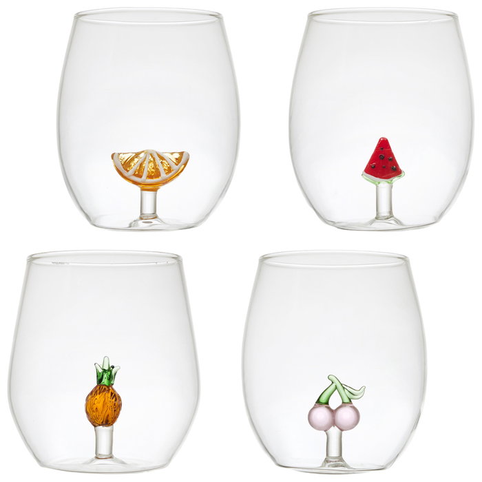 Home Deco Factory Vaso Vidrio Secret Glass 400 ml Figuras Fruta Borosilicato