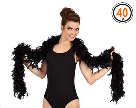 Boa De Plumas Negra 40 gr para Disfraces, Halloween, Carnaval, Teatro y Cabaret
