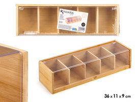 Kinvara Caja Bambu 5 Compartimentos 36x9x11 cm (Set de 12)