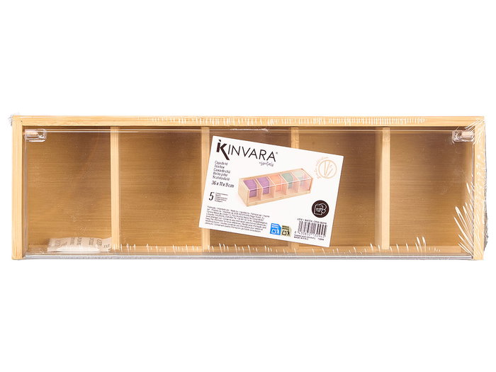 Kinvara Caja Bambu 5 Compartimentos 36x9x11 cm (Set de 12)