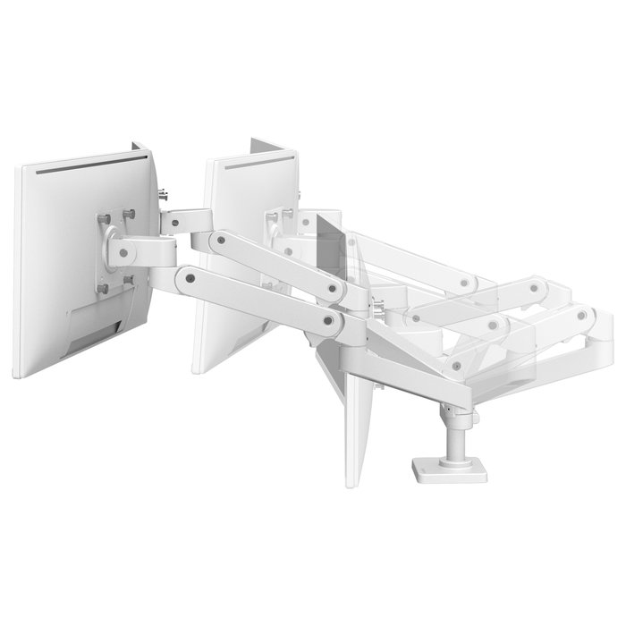 Ergotron LX Pro 45-686-290 Soporte de Monitor para 2 Pantallas LCD, Montaje en Escritorio, Ajustable, Hasta 27", 18.1 kg, Blanco